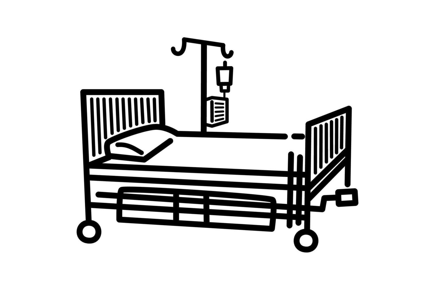 illustration en ligne du symbole du lit du patient isolé sur fond blanc vecteur