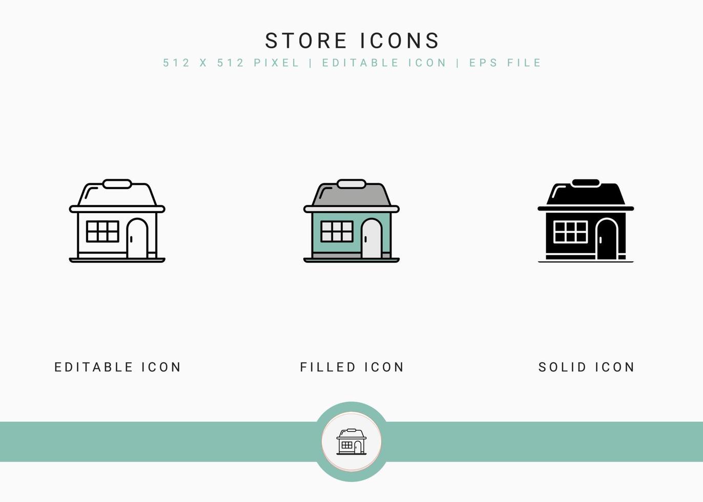 stocker les icônes définies illustration vectorielle avec un style de ligne d'icône solide. concept de vente au détail de boutique en ligne. icône de trait modifiable sur fond isolé pour la conception Web, l'interface utilisateur et l'application mobile vecteur