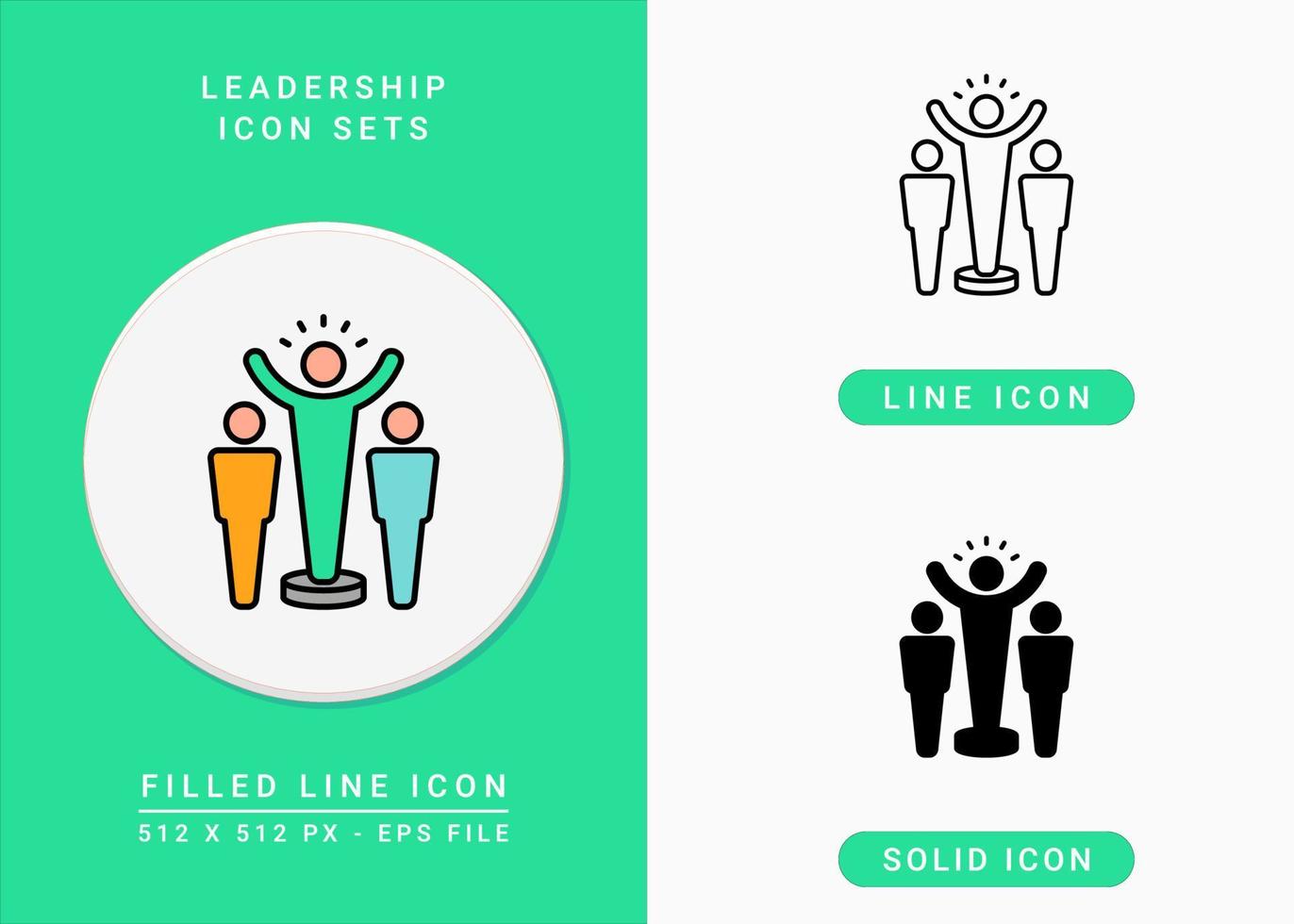 les icônes de leadership définissent une illustration vectorielle avec un style de ligne d'icône solide. notion de chef d'entreprise. icône de trait modifiable sur fond isolé pour la conception Web, l'interface utilisateur et l'application mobile vecteur