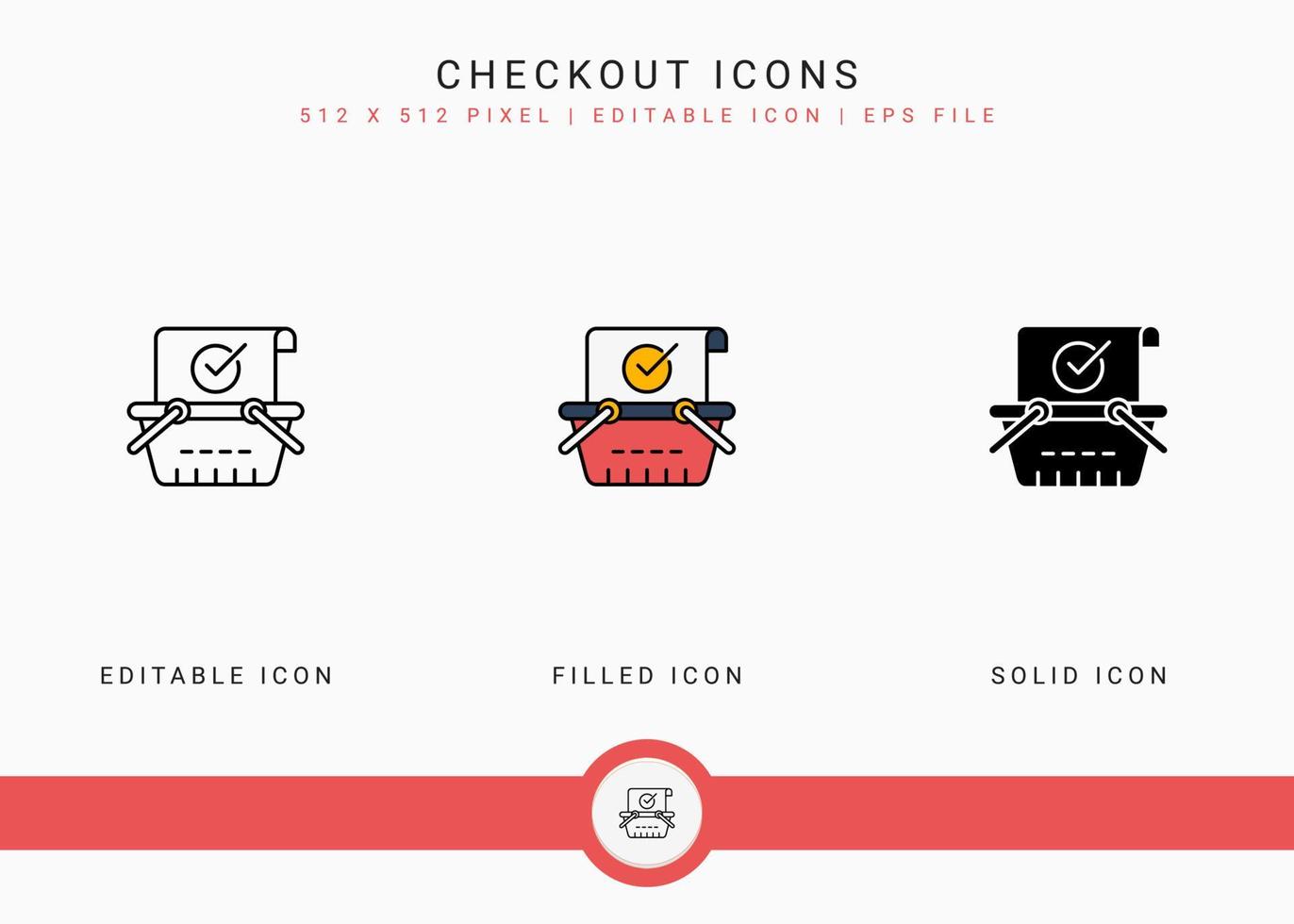 les icônes de paiement définissent une illustration vectorielle avec un style de ligne d'icône solide. concept de vente au détail de magasin en ligne. icône de trait modifiable sur fond isolé pour la conception Web, l'interface utilisateur et l'application mobile vecteur