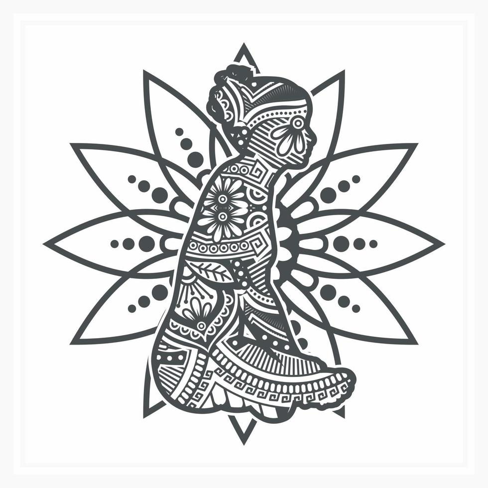 mandala de yoga avec fleur. vecteur, dessin au trait vecteur