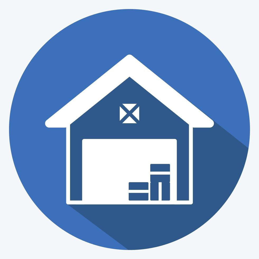 entrepôt d'icônes. adapté au symbole du jardin. style d'ombre longue. conception simple modifiable. vecteur de modèle de conception. illustration de symbole simple