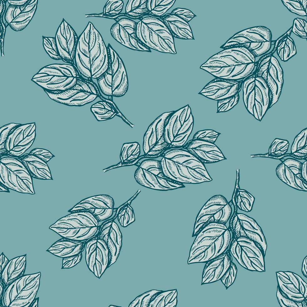 branches d'arbre gravées de modèle sans couture. brindilles d'été de fond vintage dans un style dessiné à la main. vecteur