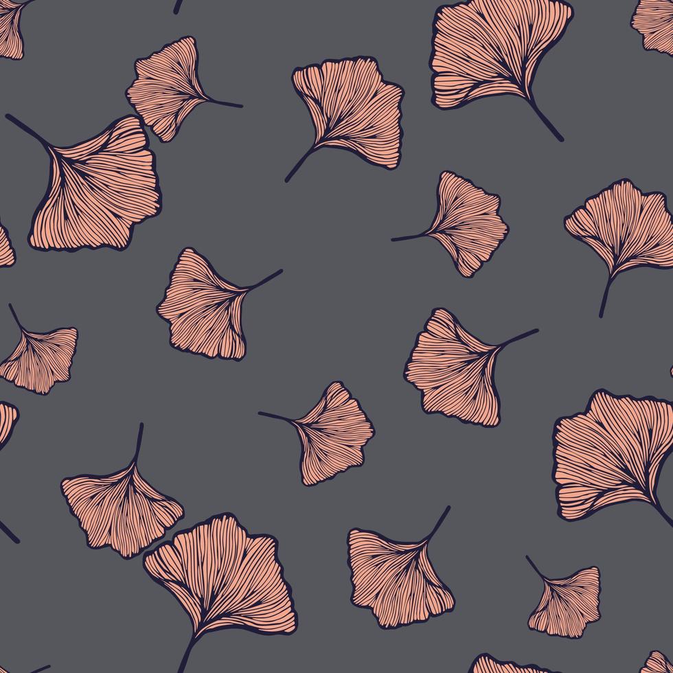 motif harmonieux de feuilles gravées de ginkgo biloba. fond vintage botanique avec feuillage dans un style dessiné à la main. vecteur