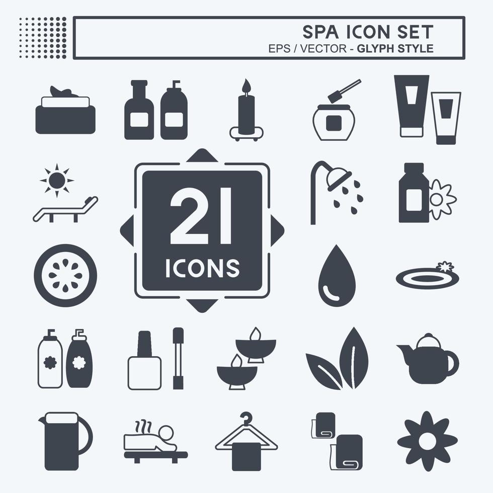 jeu d'icônes de spa. adapté au symbole du spa. style de glyphe. conception simple modifiable. vecteur de modèle de conception. illustration de symbole simple