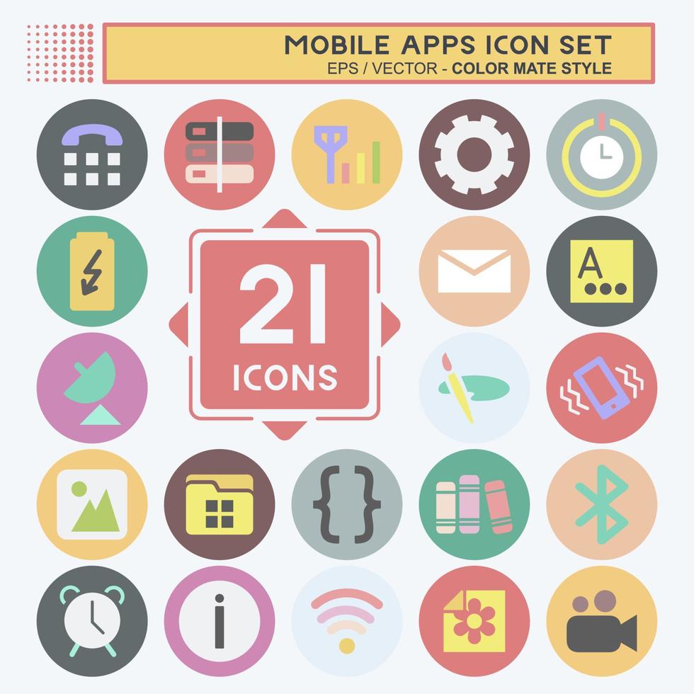 jeu d'icônes d'applications mobiles. adapté au symbole de l'interface Web. style de couleur assortie. conception simple modifiable. vecteur de modèle de conception. illustration de symbole simple