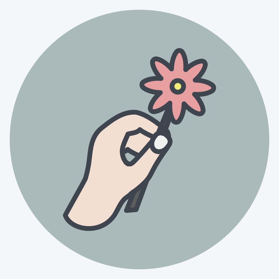 icône tenant une fleur. adapté au symbole des actions de la main. style de couleur assortie. conception simple modifiable. vecteur de modèle de conception. illustration de symbole simple