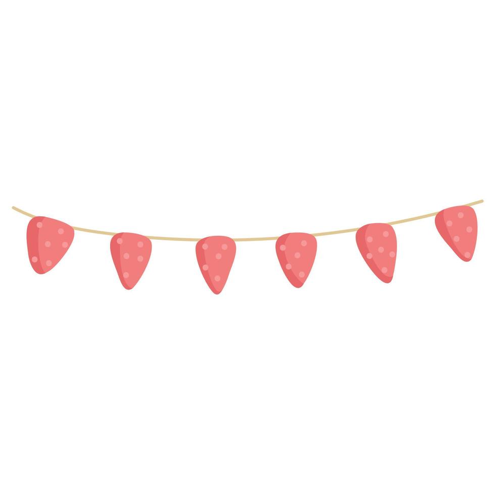 guirlande de fête drôle multicolore. drapeaux plats pour le fond d'anniversaire. décoration de guirlande colorée sur la bannière de célébration. ornement suspendu à une corde. drapeaux de carnaval isolés. illustration vectorielle vecteur