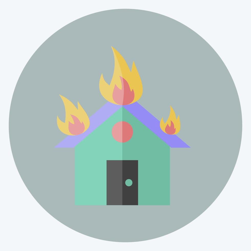 icône maison en feu. adapté au symbole des catastrophes. style plat. conception simple modifiable. vecteur de modèle de conception. illustration de symbole simple
