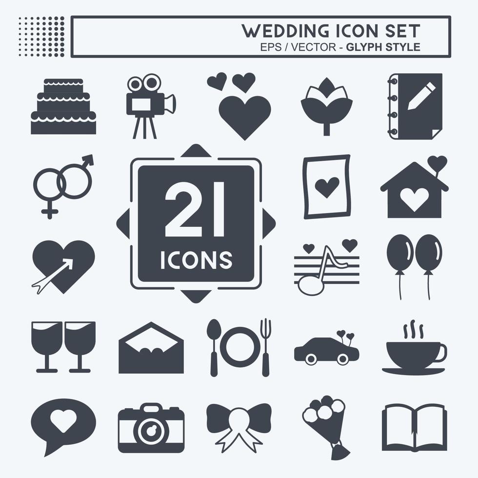 jeu d'icônes de mariage. adapté au symbole des applications mobiles. style de glyphe. conception simple modifiable. vecteur de modèle de conception. illustration de symbole simple