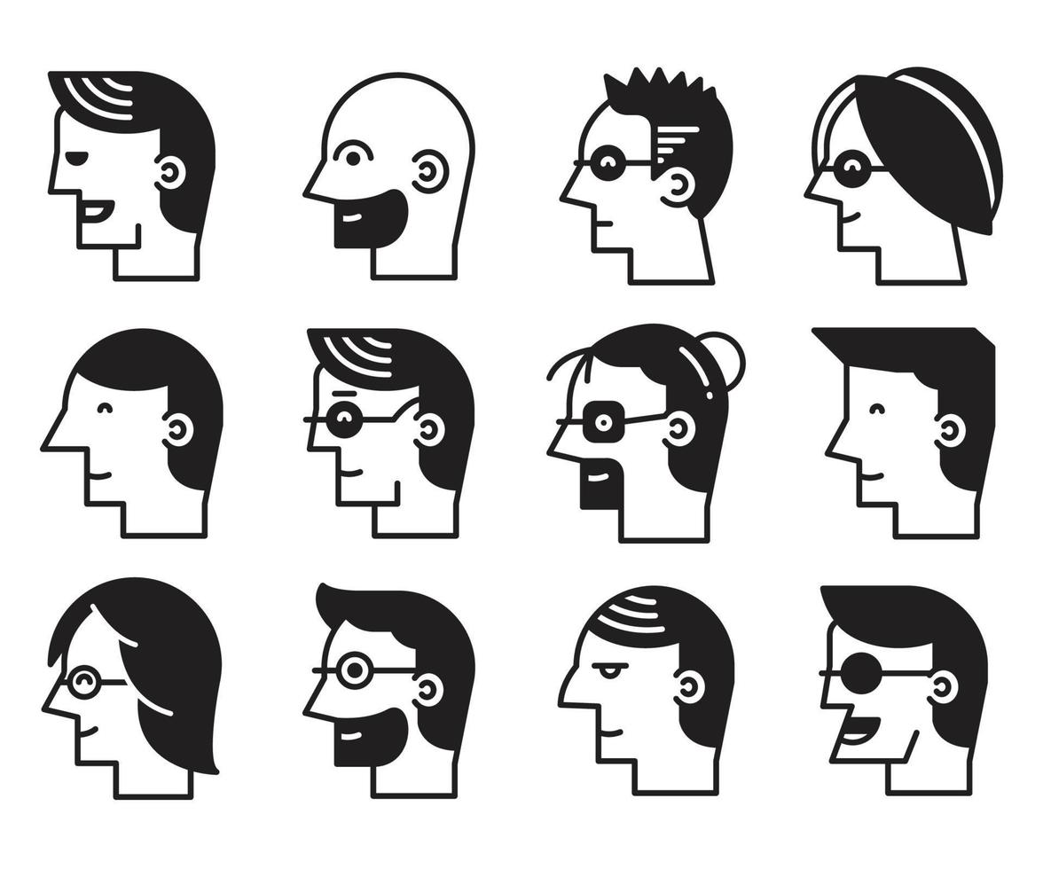 illustration d'avatars de visage humain vecteur