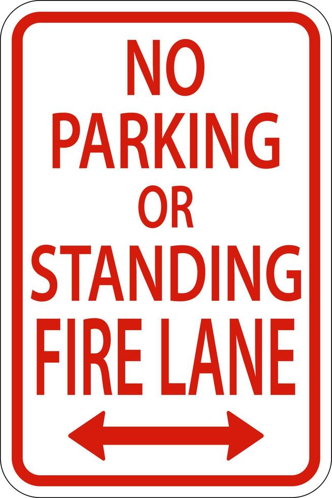 Pas de parking fire lane double flèche signe sur fond blanc vecteur