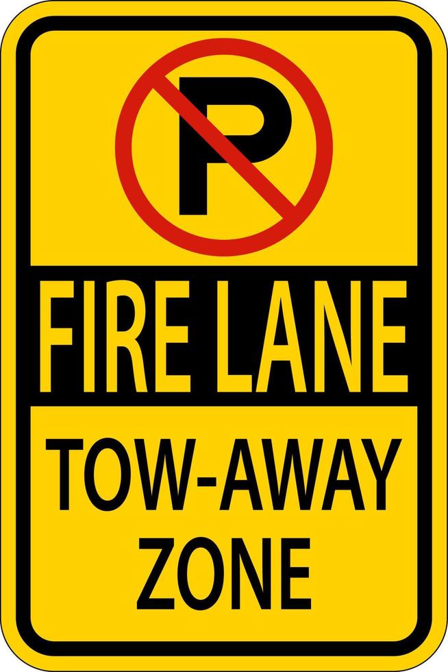 Pas de parking fire lane zone de remorquage signe sur fond blanc vecteur