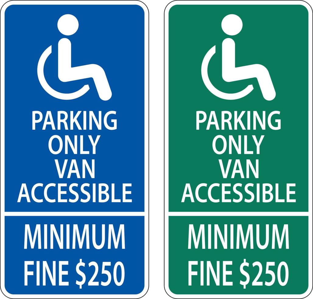Handicap parking van accessible signe sur fond blanc vecteur
