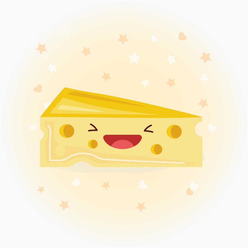 illustration d'icône de vecteur de fromage mignon. logo de dessin animé d'autocollant de fromage. concept d'icône de nourriture. style de dessin animé plat adapté à la page de destination web, à la bannière, à l'autocollant, à l'arrière-plan. fromage kawaii.