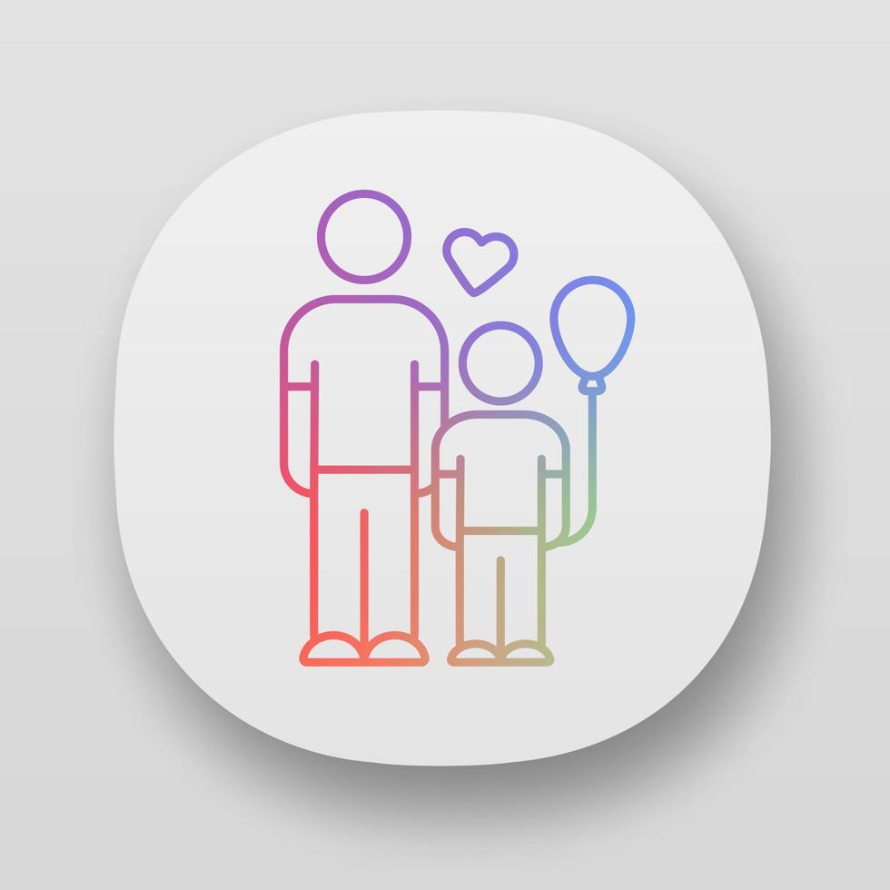 les orphelins aident l'icône de l'application. programme d'adoption d'enfants. programme de soutien au bénévolat pour les enfants sans mère. famille d'accueil. interface utilisateur ui ux. applications web ou mobiles. illustrations vectorielles isolées vecteur