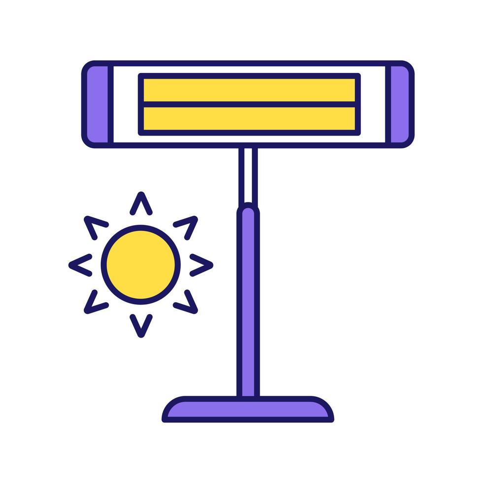 icône de couleur de chauffage infrarouge. radiateur électrique sur pied. appareil ménager. lampe chauffante infrarouge. illustration vectorielle isolée vecteur