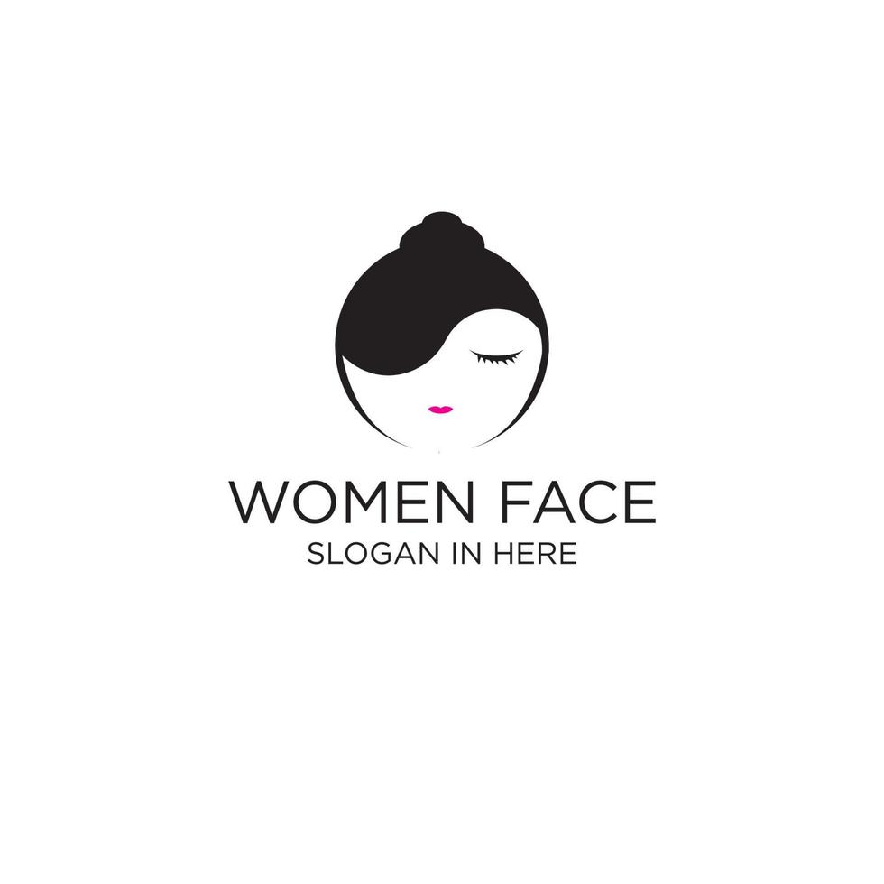 les femmes font face à la conception d'illustration vectorielle de logo vecteur