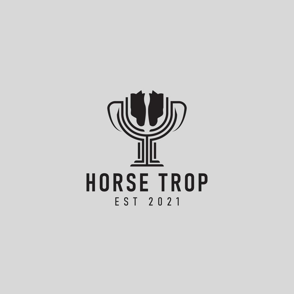 illustration de conception de logo de champion de trophée de cheval vecteur