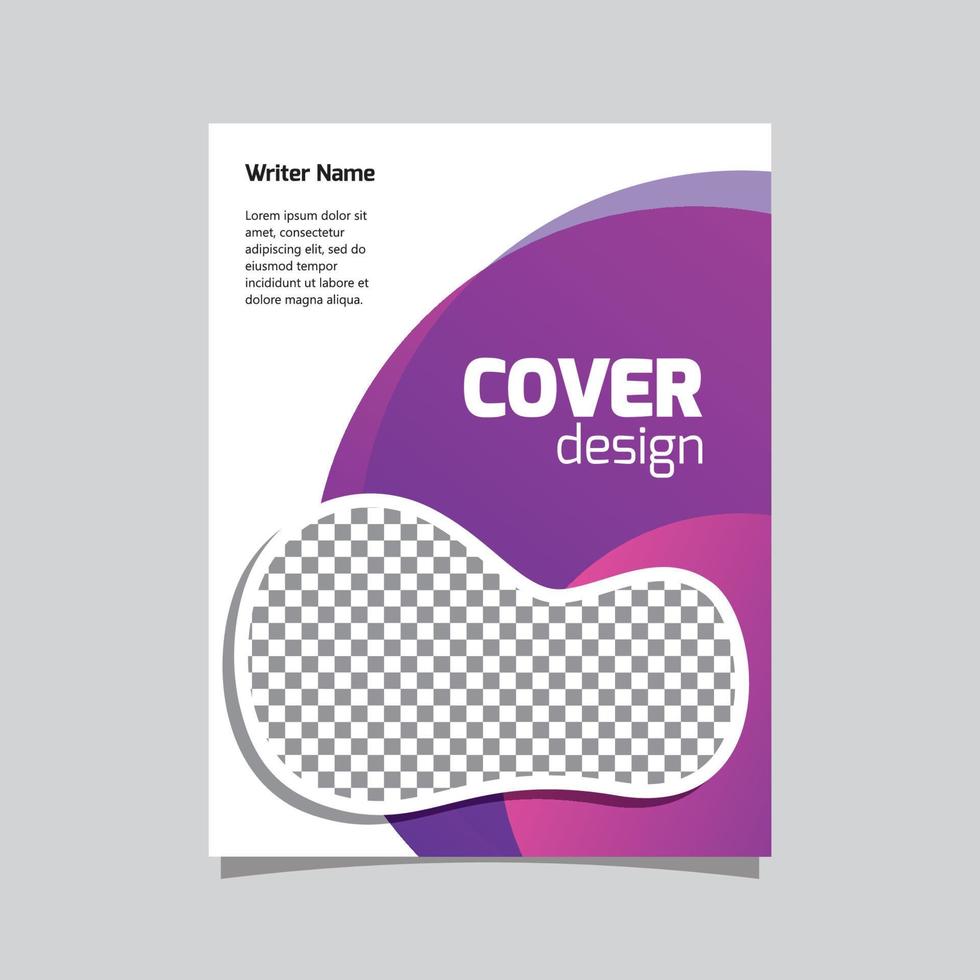 conception de couverture de livre violette simple, équipée d'une zone photo vecteur
