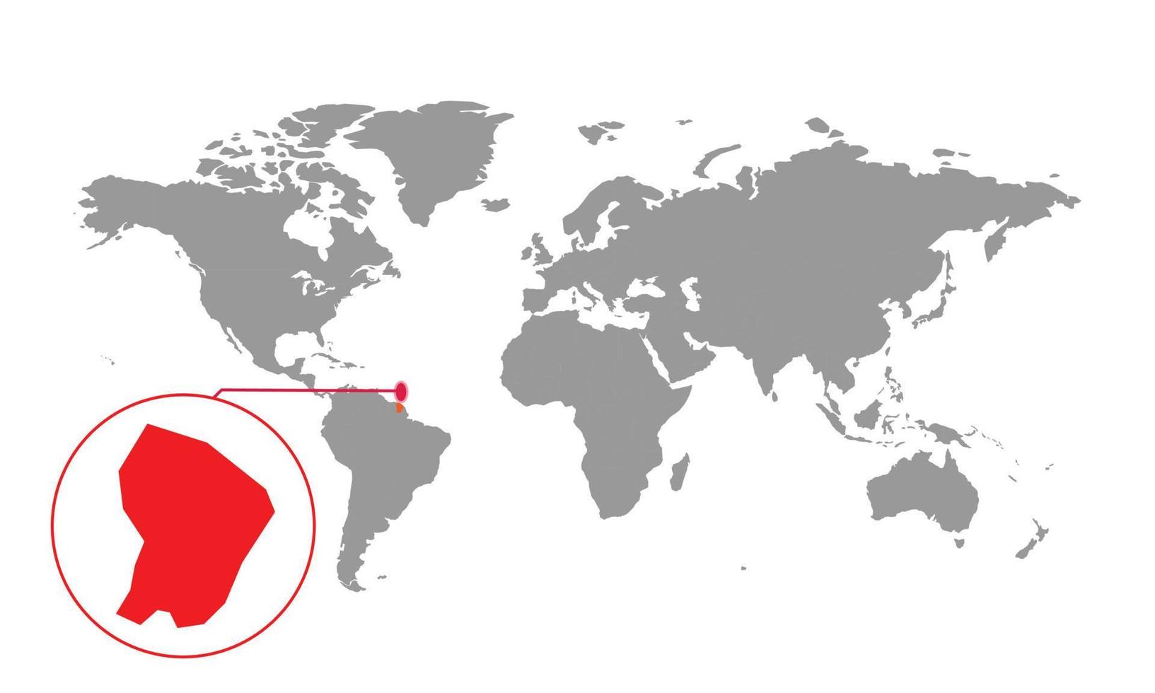 mise au point de la carte de la guyane française. carte du monde isolée. isolé sur fond blanc. illustration vectorielle. vecteur