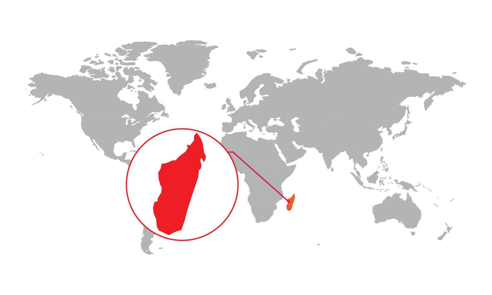 mise au point de la carte de madagascar. carte du monde isolée. isolé sur fond blanc. illustration vectorielle. vecteur