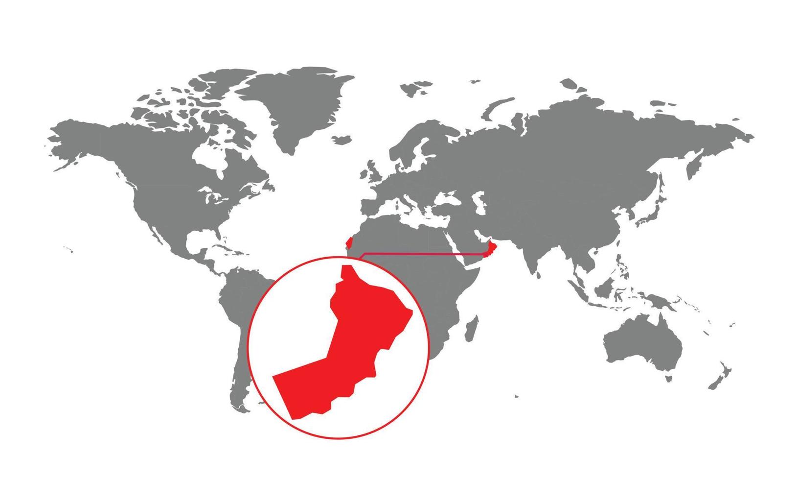 mise au point de la carte d'oman. carte du monde isolée. isolé sur fond blanc. illustration vectorielle. vecteur