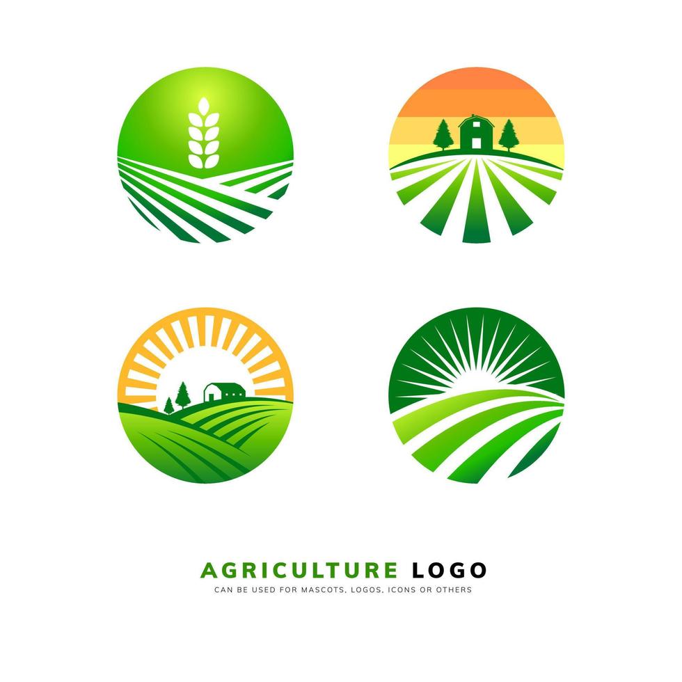 création de logo agricole pour mascotte et icône vecteur