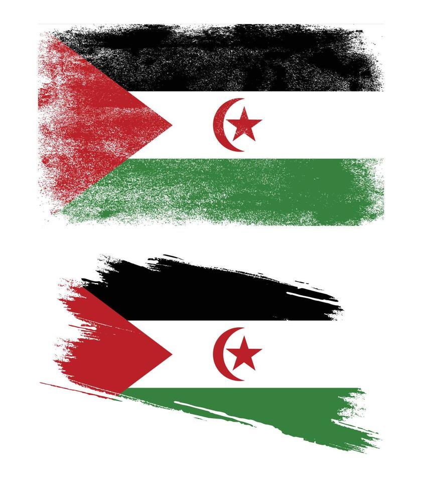 drapeau du sahara occidental avec texture grunge vecteur