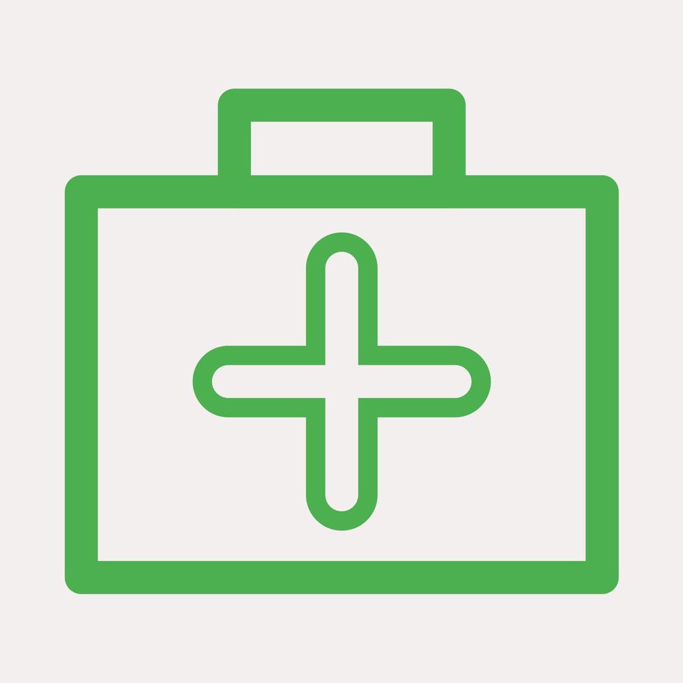 illustration du logo de l'icône de contour vert de la trousse de premiers soins. adapté à la santé et à l'article médical vecteur