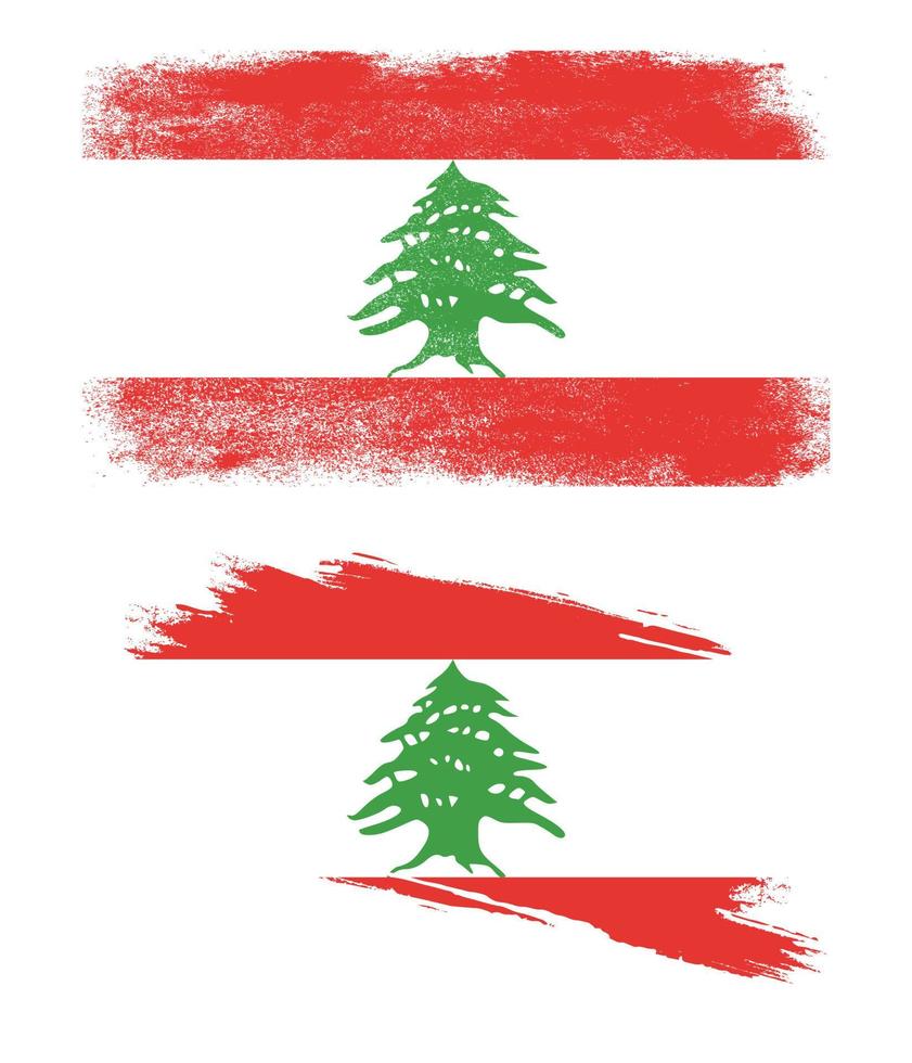 drapeau du liban avec texture grunge vecteur