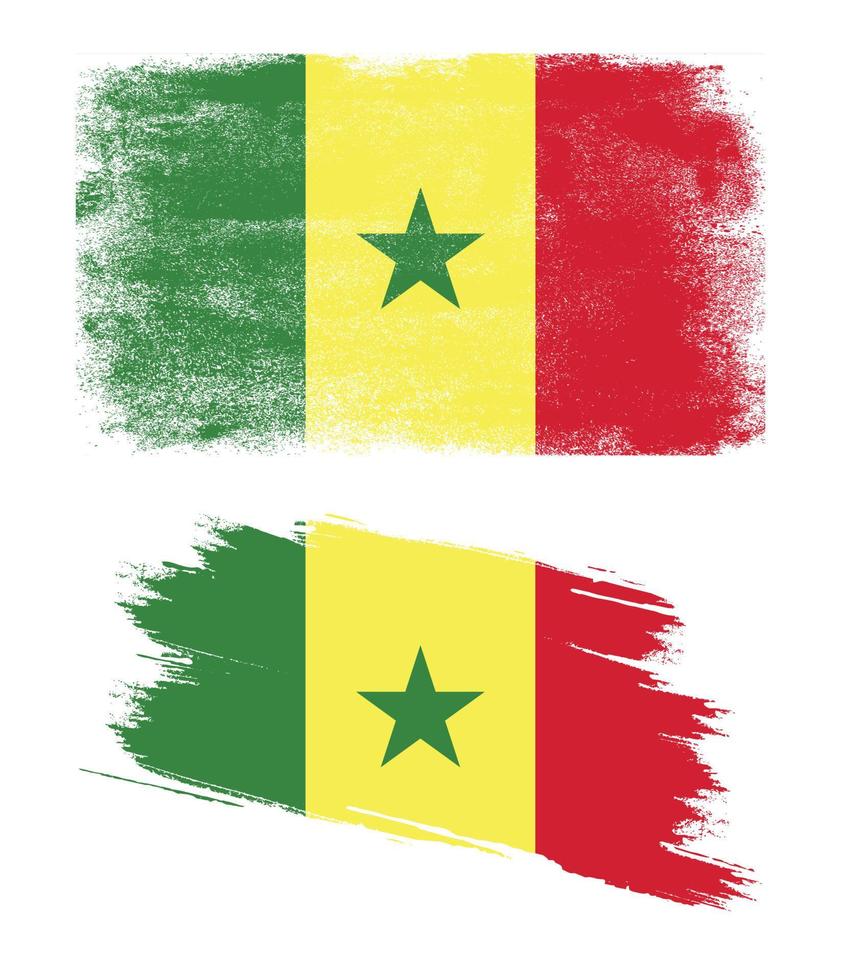 drapeau sénégal avec texture grunge vecteur