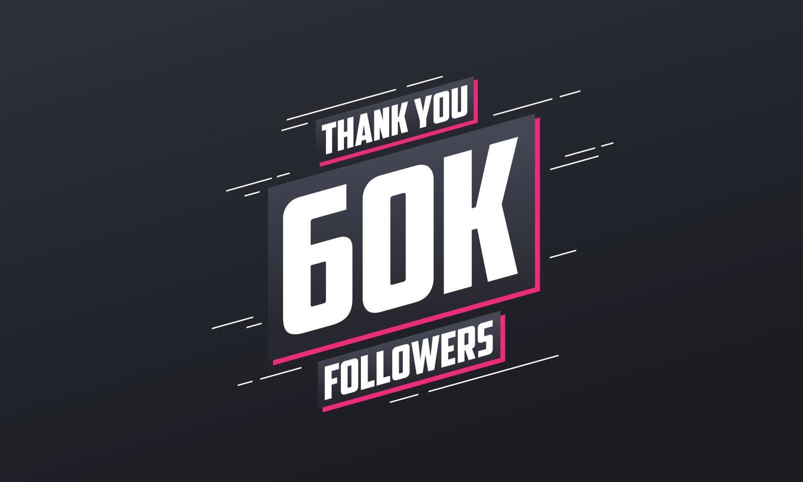 merci 60k followers, modèle de carte de voeux pour les réseaux sociaux. vecteur