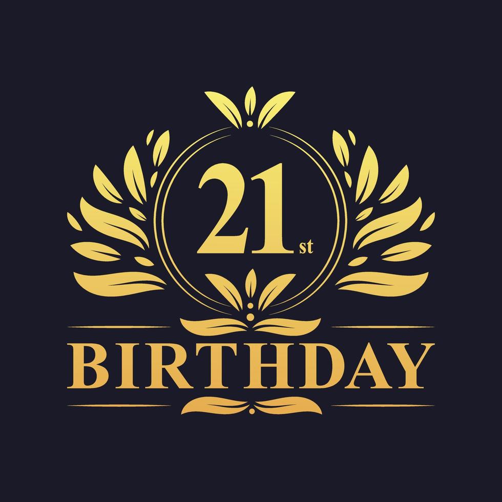 logo de luxe 21e anniversaire, célébration de 21 ans. vecteur