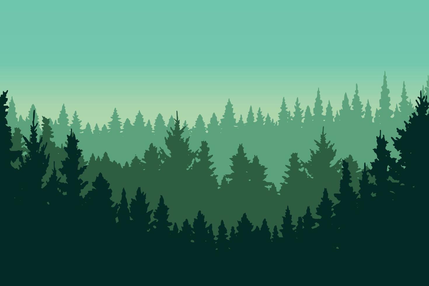 vecteur de silhouette de forêt de pins