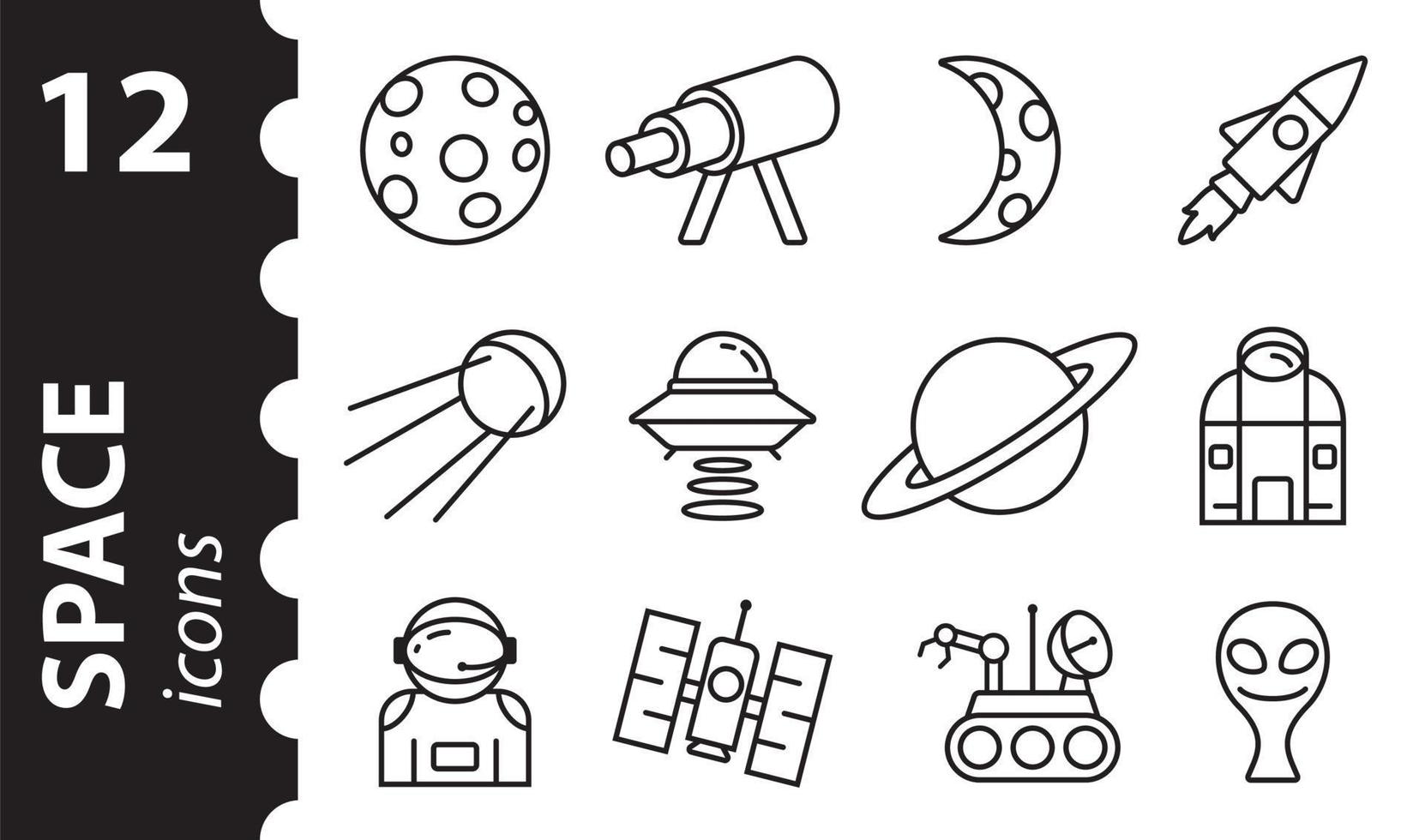 icônes de ligne d'espace. galaxie, planète. illustration vectorielle. vecteur