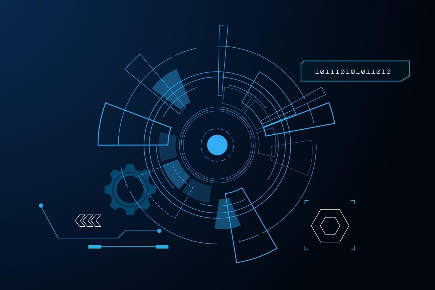 modèle abstrait de technologie futuriste, interfaces utilisateur virtuelles innovantes, hud, vecteur de fond de vitesse de flèche