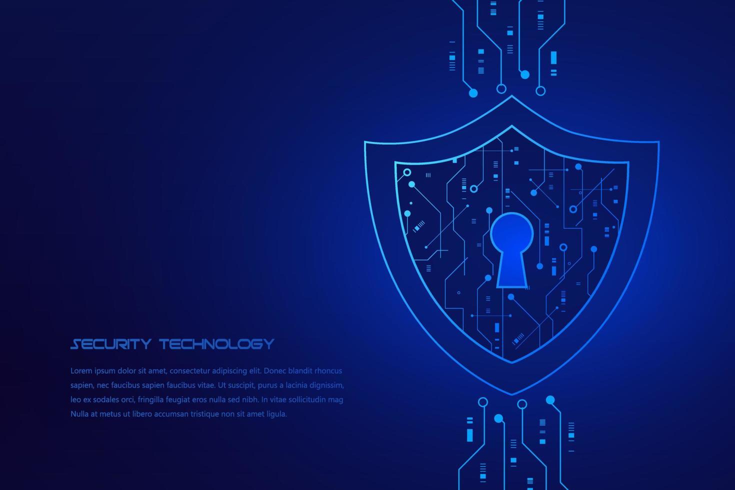 concept de technologie de cybersécurité, bouclier avec icône de trou de serrure, données personnelles, vecteur