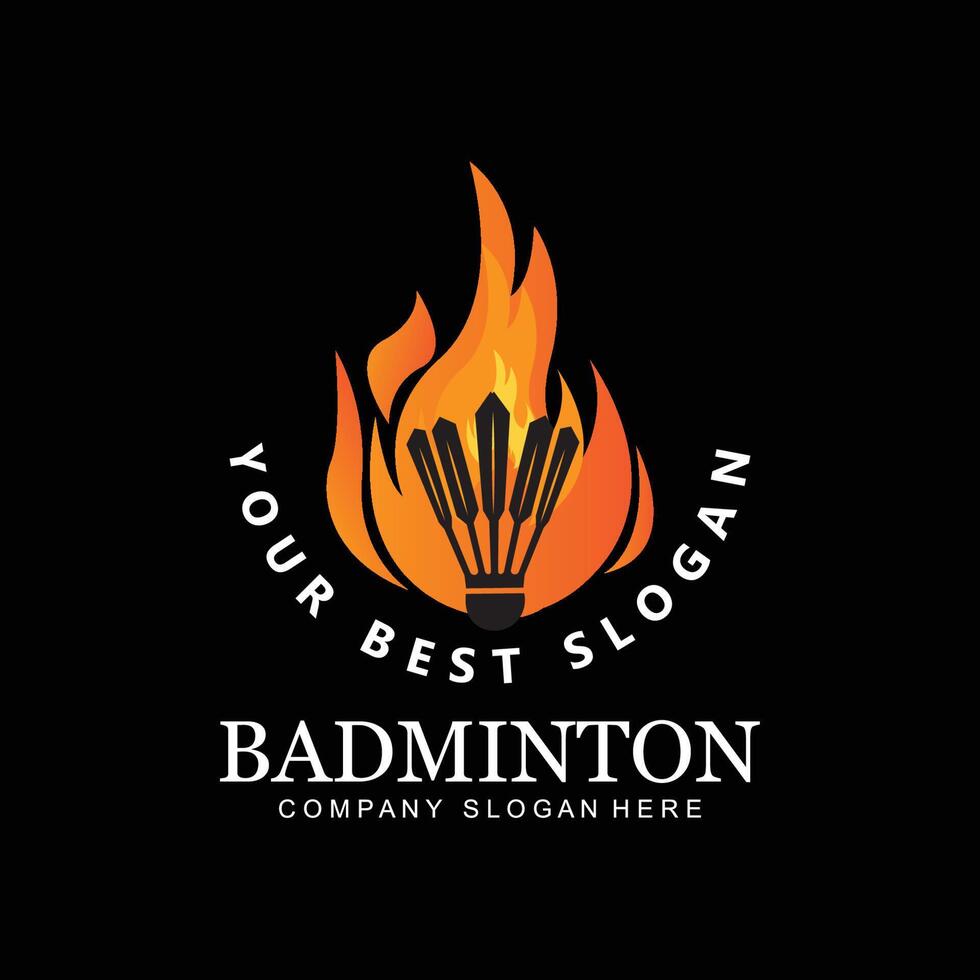 vecteur d'icône de logo de badminton, joueur de sport, utilisant une raquette, concept rétro premium