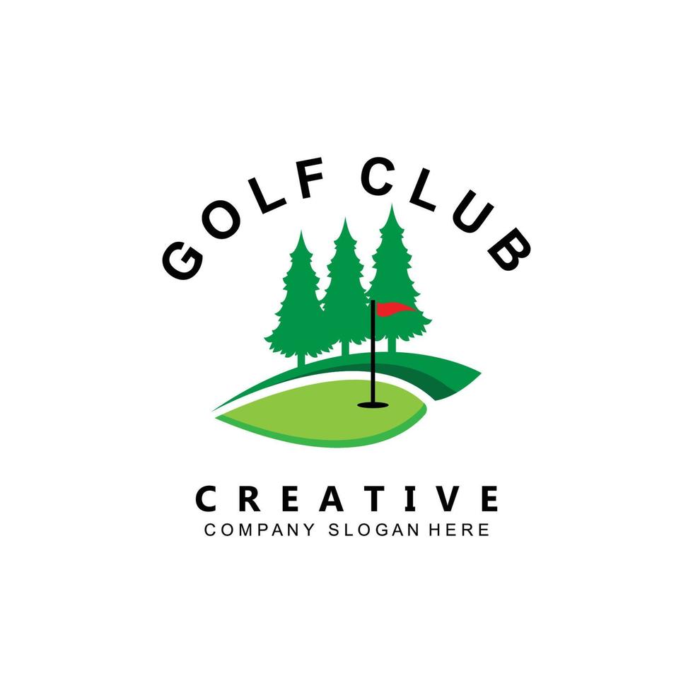 icône vectorielle logo balle de golf, bâton et golf. jeux de plein air, illustration de concept rétro vecteur