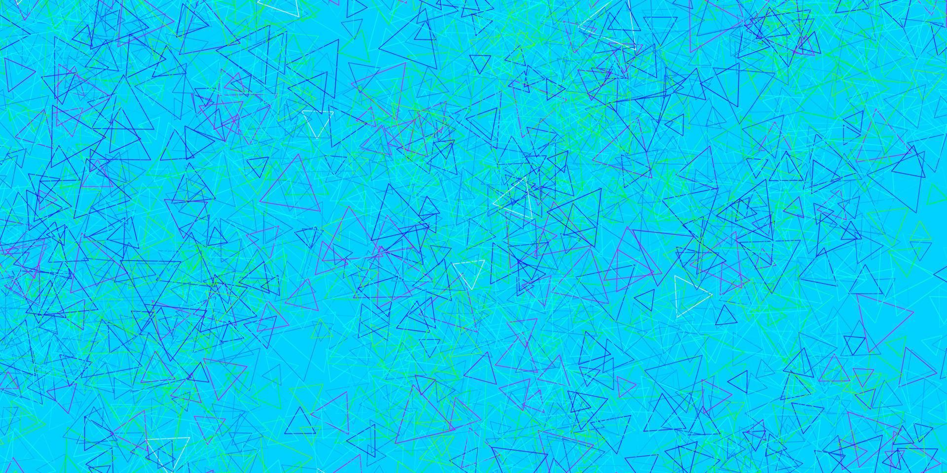 toile de fond de vecteur bleu foncé, vert avec des triangles, des lignes.