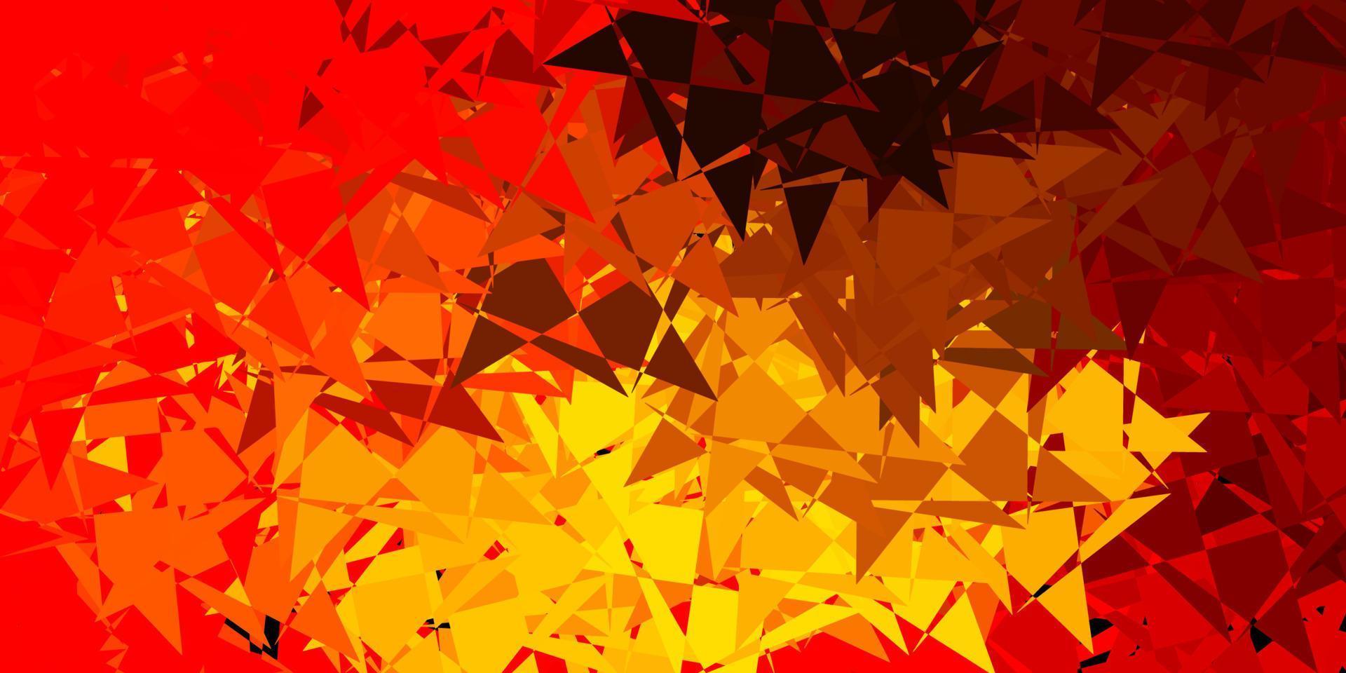 toile de fond de vecteur rouge et jaune clair avec des triangles, des lignes.