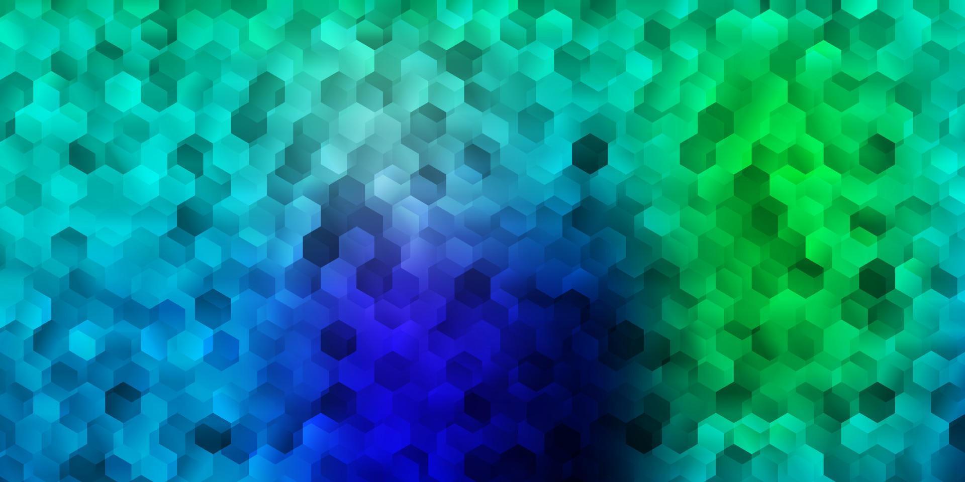 texture de vecteur bleu clair, vert avec des hexagones colorés.