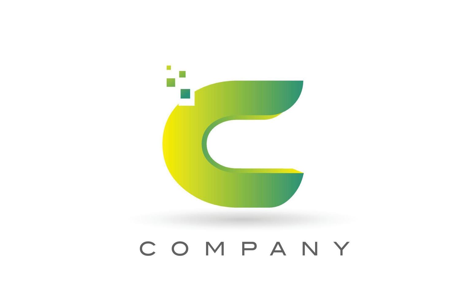 création d'icône de logo lettre alphabet c avec point vert. modèle créatif pour entreprise et entreprise vecteur