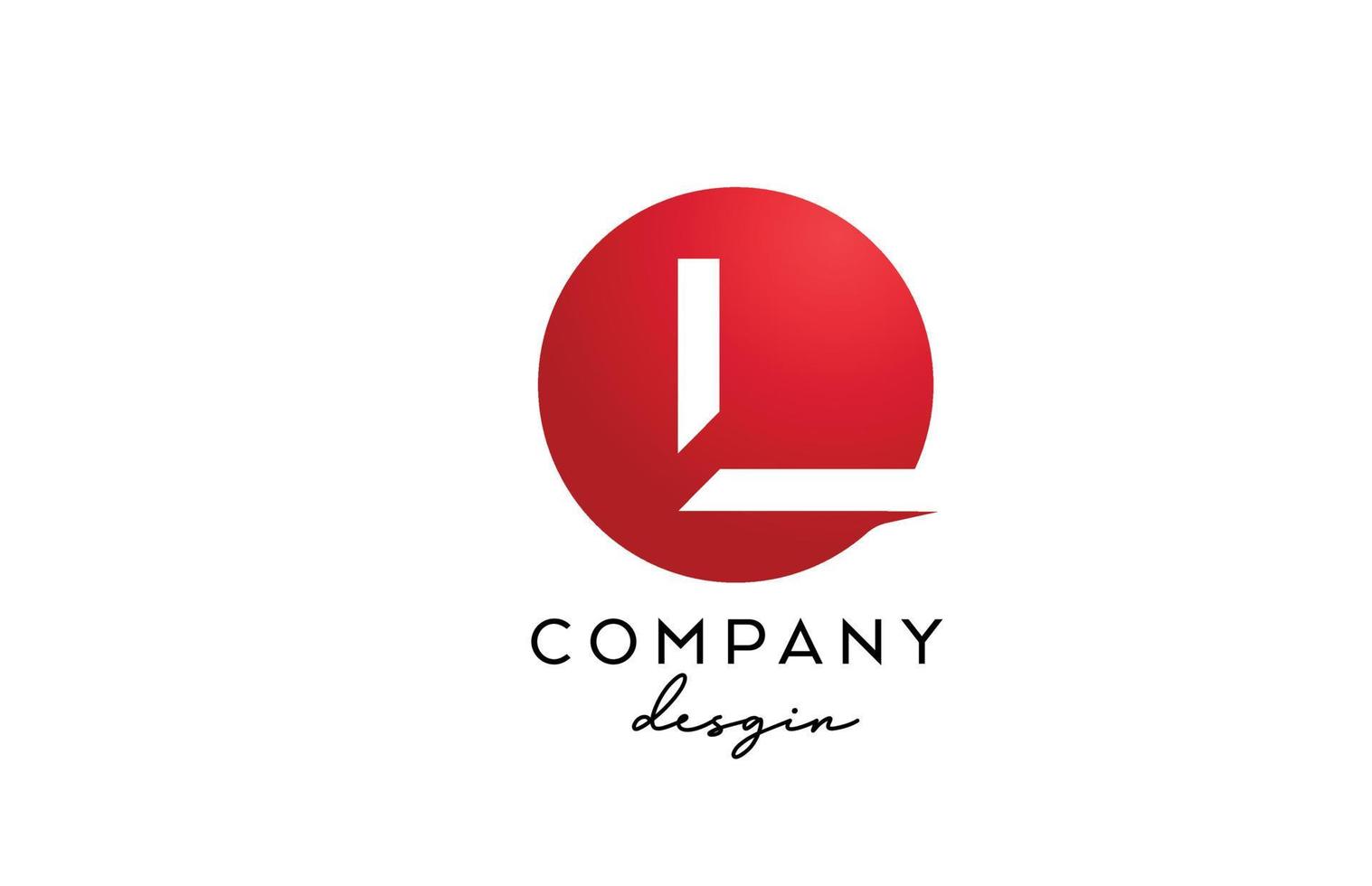 icône de logo de lettre alphabet l rouge avec cercle design. modèle créatif pour entreprise et entreprise vecteur