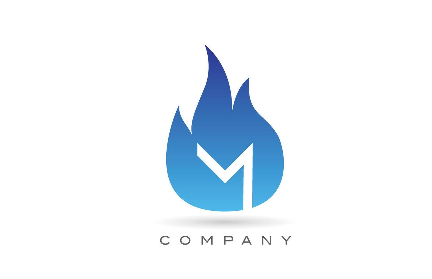 m bleu feu flammes alphabet lettre logo design. modèle d'icône créative pour entreprise et entreprise vecteur