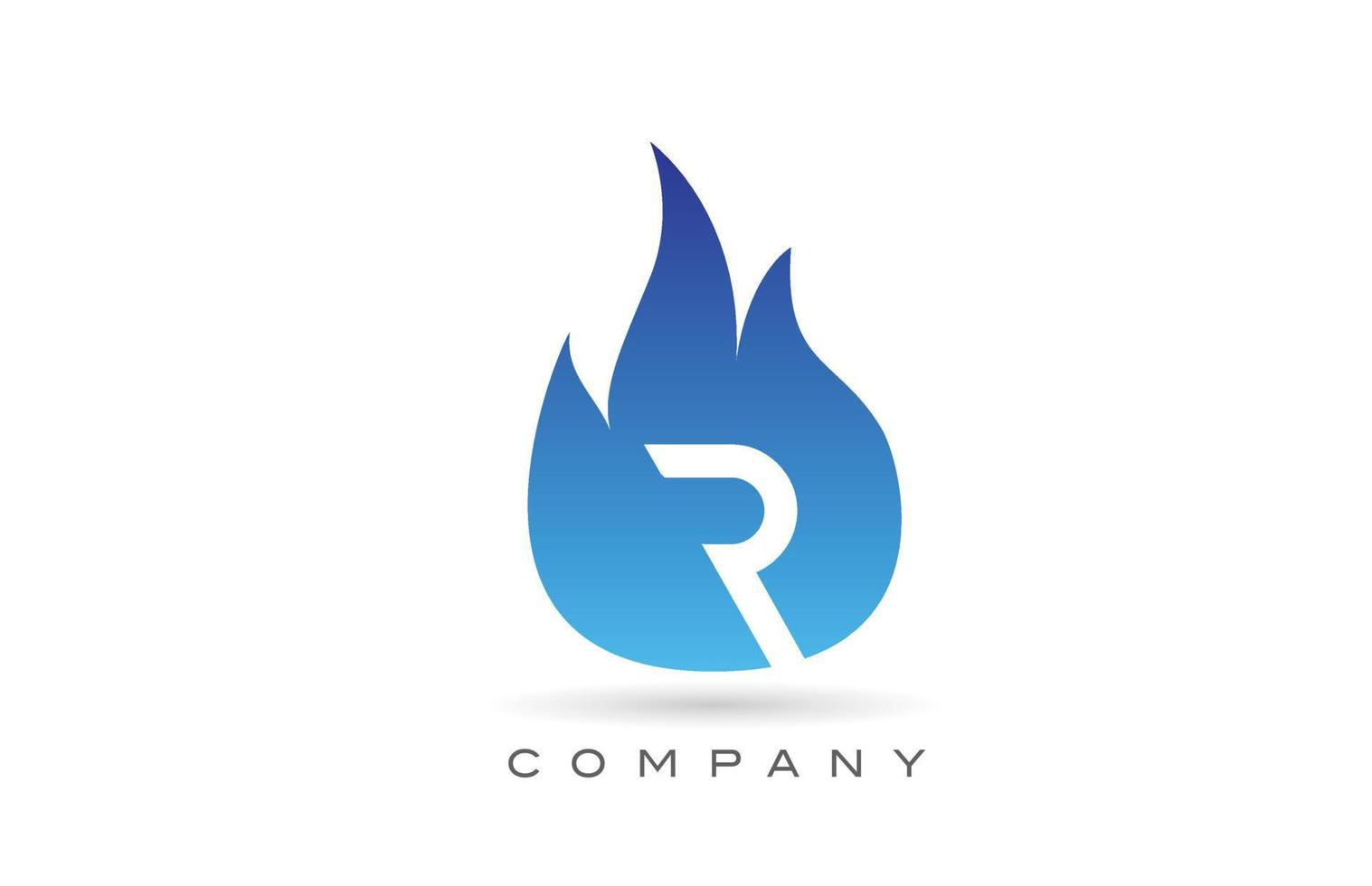 r blue fire flames alphabet lettre logo design. modèle d'icône créative pour entreprise et entreprise vecteur