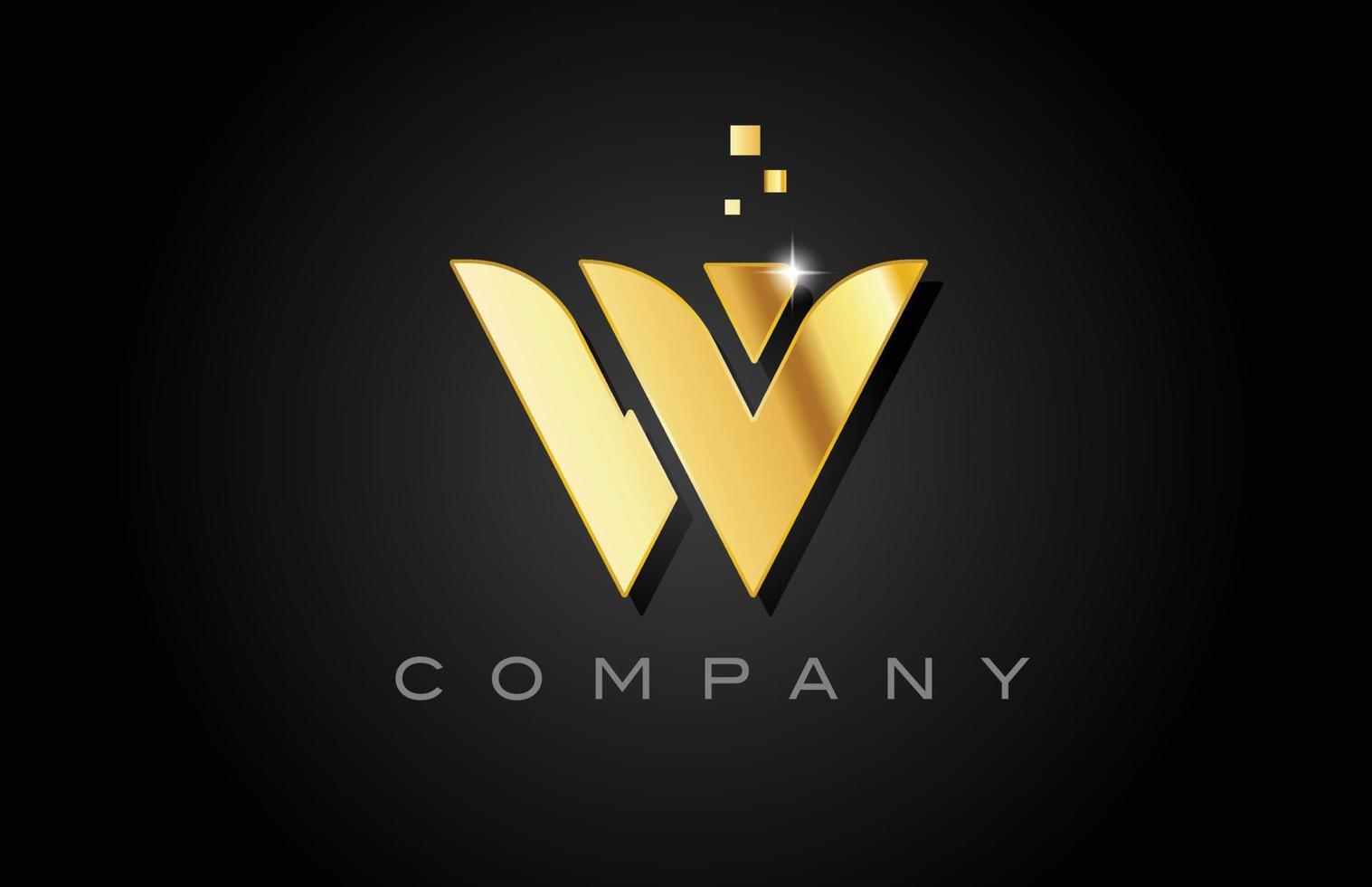 conception d'icône de logo de lettre d'alphabet w en métal doré. modèle créatif pour entreprise avec des points vecteur