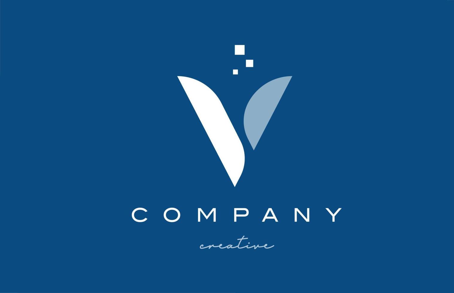 création d'icône de logo de lettre de l'alphabet v. modèle créatif bleu blanc pour entreprise et entreprise vecteur