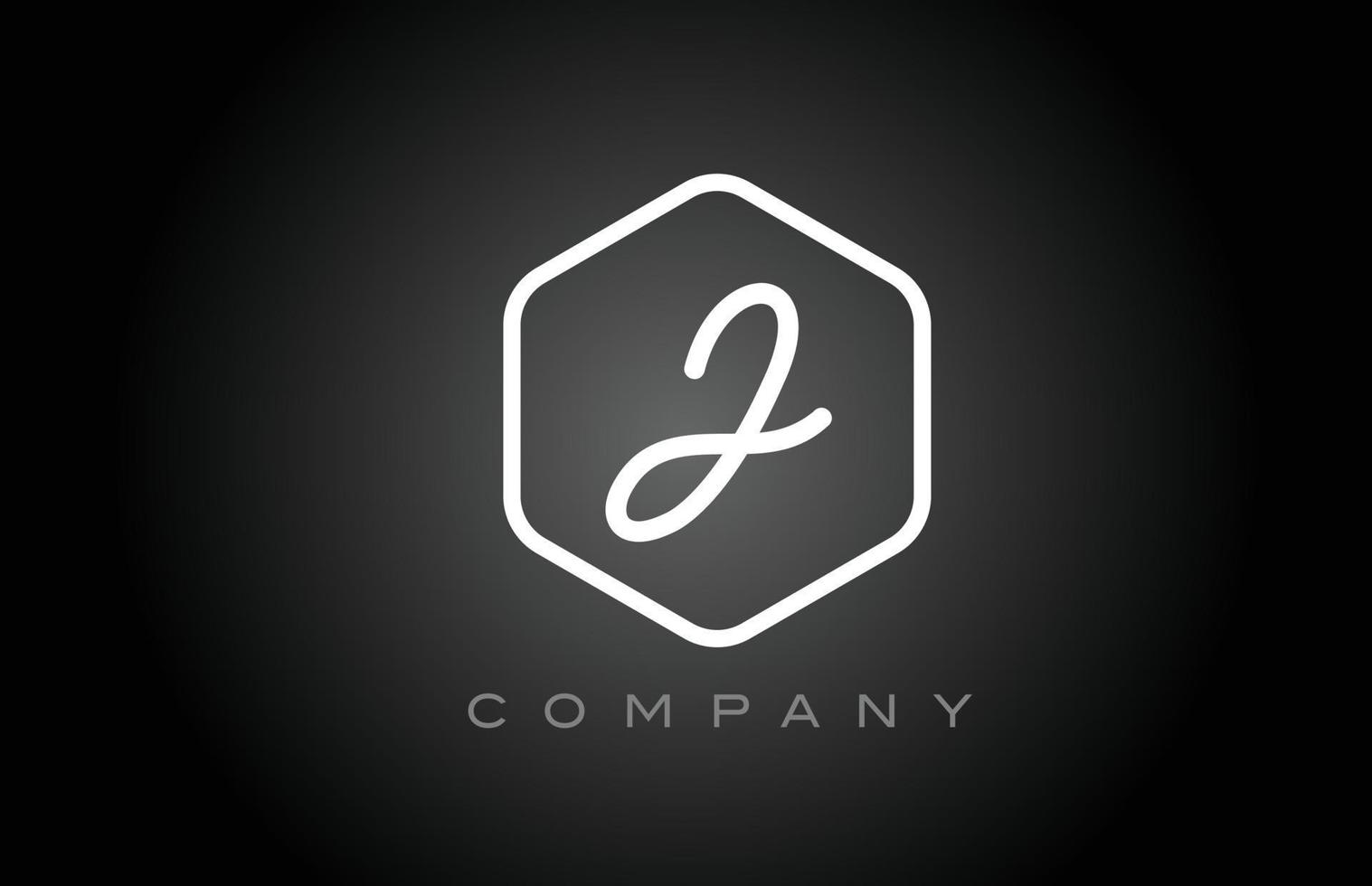 hexagone noir et blanc j alphabet lettre logo icône design. modèle créatif pour entreprise et entreprise vecteur